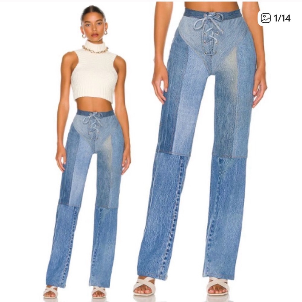 EB Denim Two-Tone Blue Straight Leg Jeans